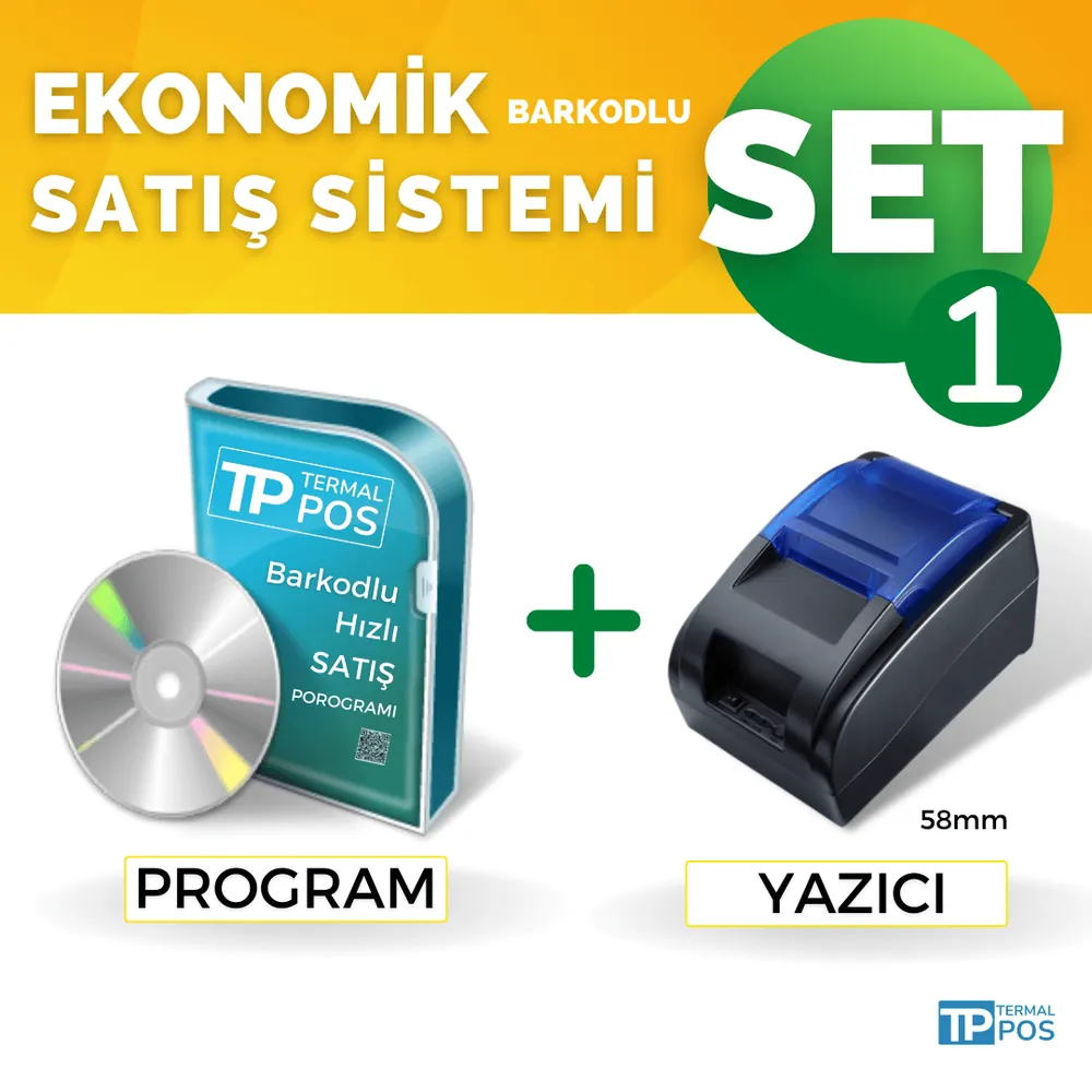 Barkodlu Satış Seti 1 – 58 mm Fiş Yazıcı ve Hızlı Satış Programı – görsel 1