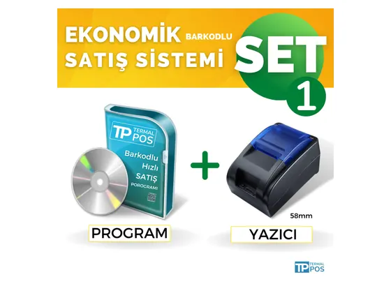 Barkodlu Satış Seti 1 – 58 mm Fiş Yazıcı ve Hızlı Satış Programı