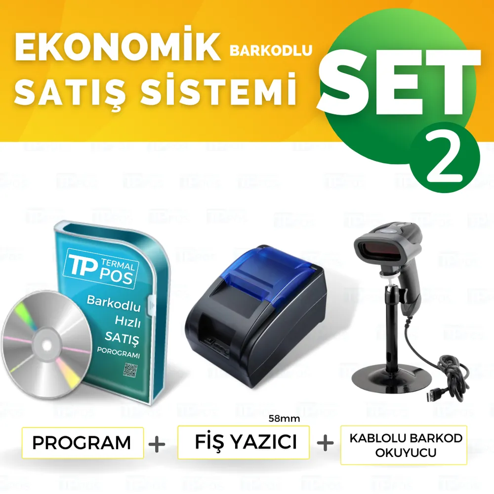 Barkodlu Satış Seti 2 – Fiş Yazıcı, Barkod Okuyucu ve Hızlı Satış Programı – görsel 1