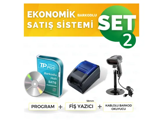 Barkodlu Satış Seti 2 – Fiş Yazıcı, Barkod Okuyucu ve Hızlı Satış Programı