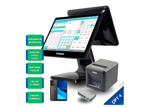 Çift Ekranlı Tam Donanımlı Restoran Sistemi ÇİFT4 – Caller ID, Garson Modülü ve QR Menü