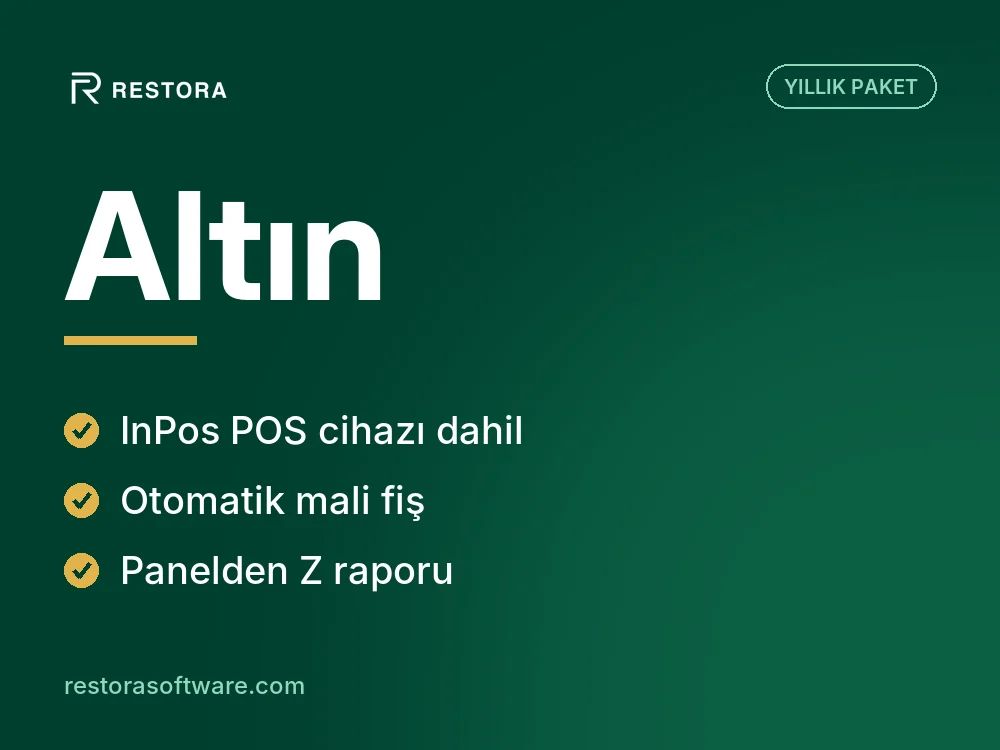 Restora Altın Paketi – InPos Yazarkasa POS Dahil, Otomatik Mali Fiş – görsel 1