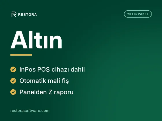 Restora Altın Paketi – InPos Yazarkasa POS Dahil, Otomatik Mali Fiş