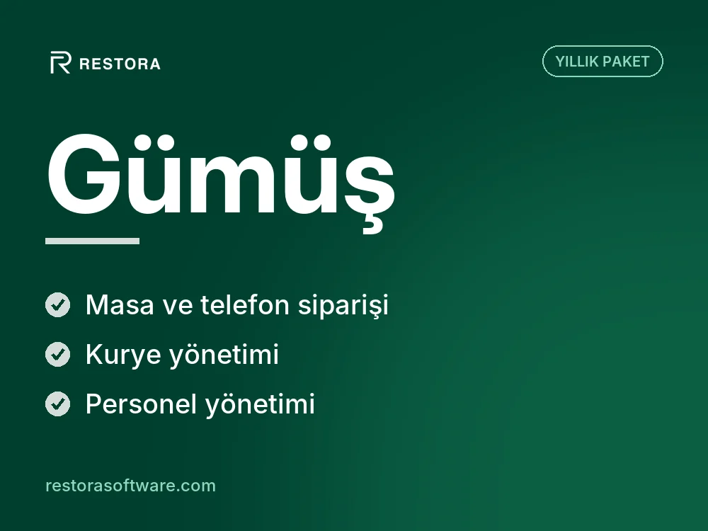 Restora Gümüş Paketi – Paket Servis, Masa ve Telefon Siparişi Tek Ekranda – görsel 1
